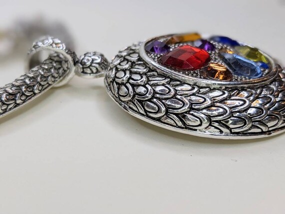 Medieval silver rhinestone jewel necklace - image 4