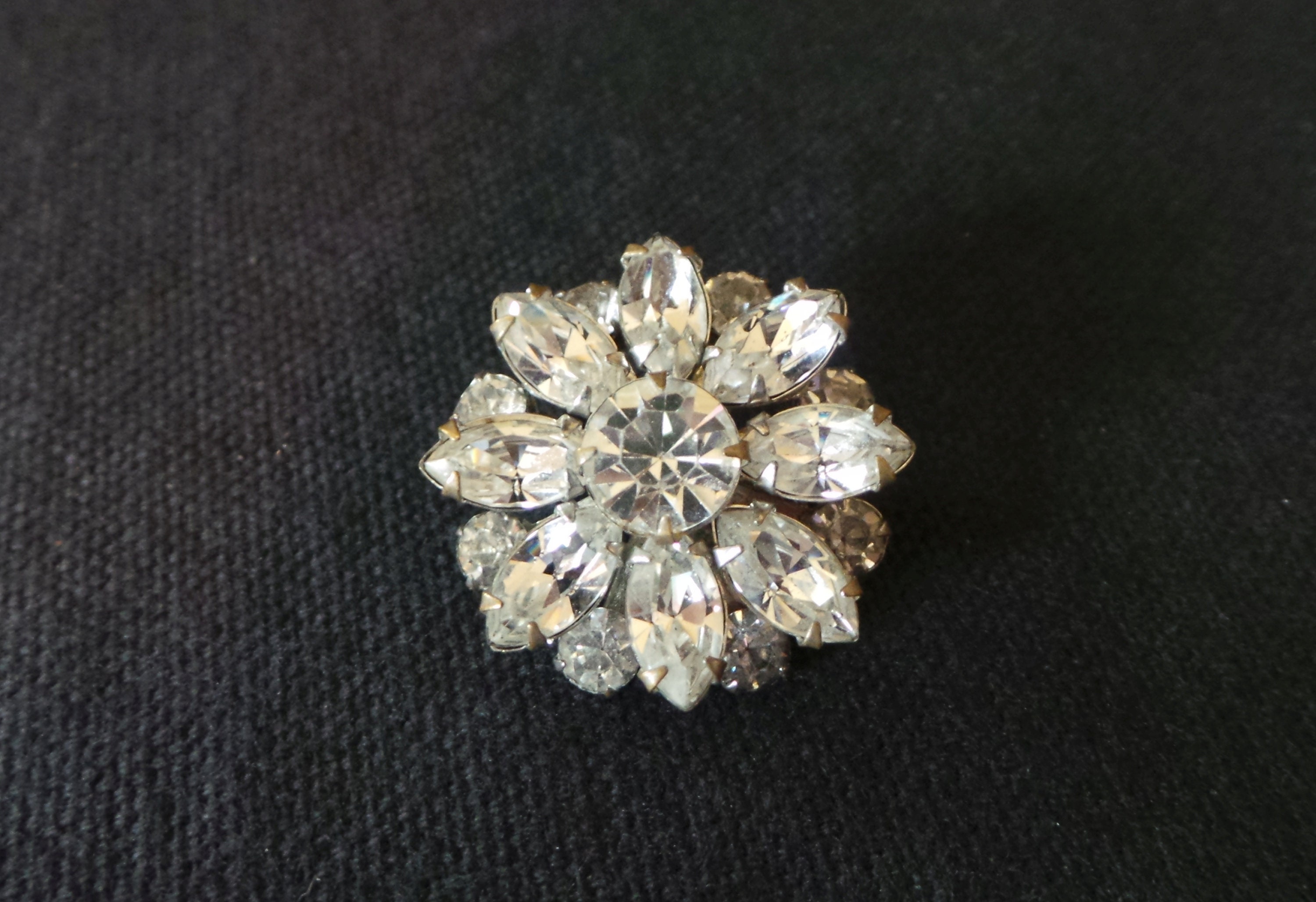 Vintage Silver Rhinestone Sparkle Paste Flower Brooch Pin | Etsy