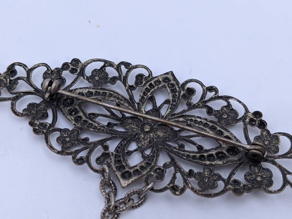 Vintage Victorian Style Gunmetal Gray Metal Flora… - image 10