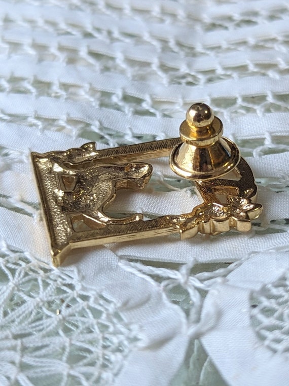 Vintage Gold Cat In A Window Brooch Pin - image 7