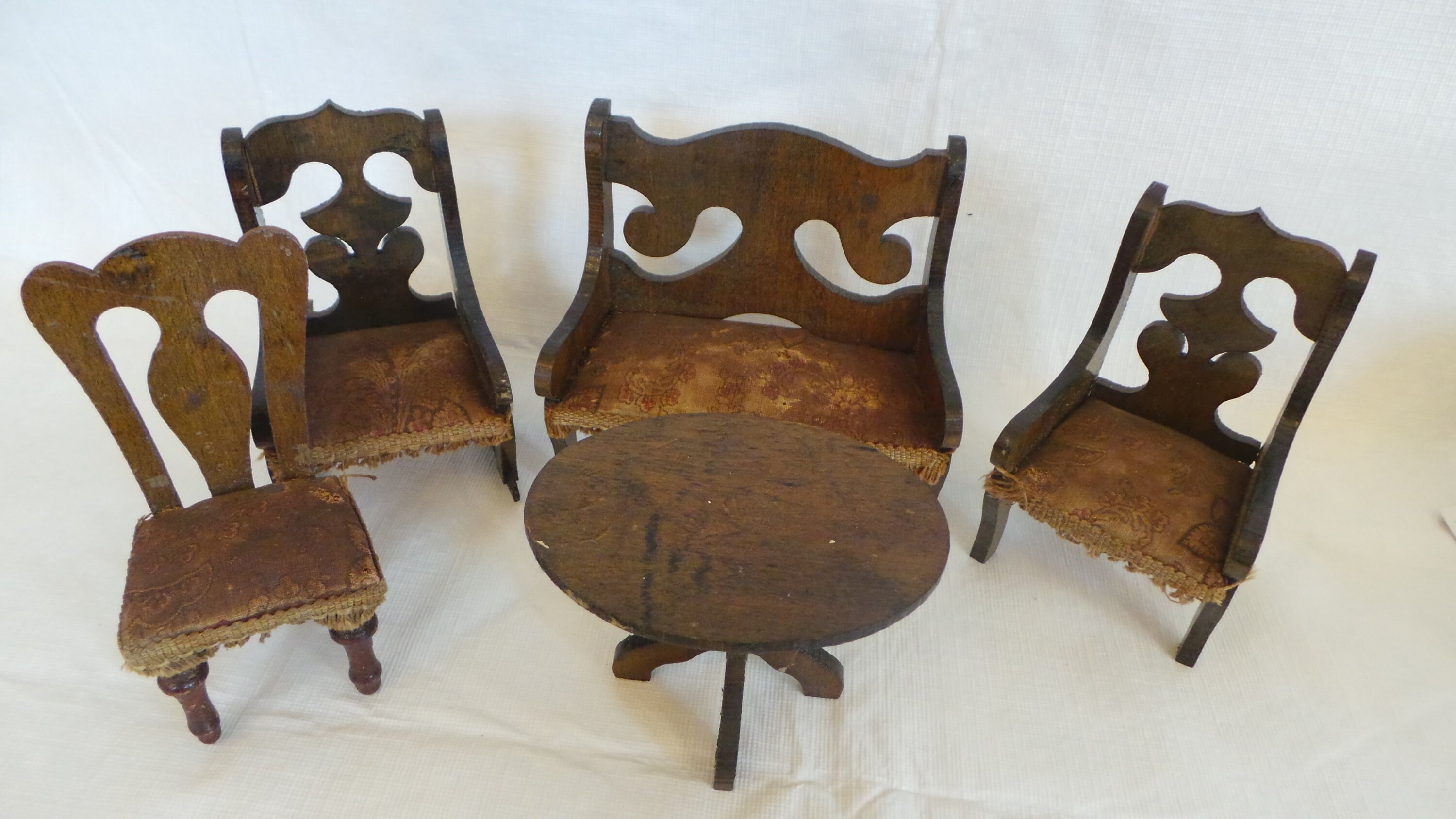 5pc Vintage Antique Table Set Chairs Miniatures Furniture Dollhouse Doll Lot