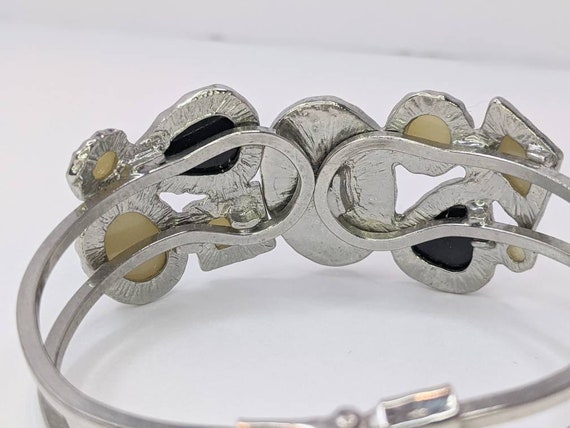 Silver Black And Beige Gem Vintage Clamper Bracel… - image 6