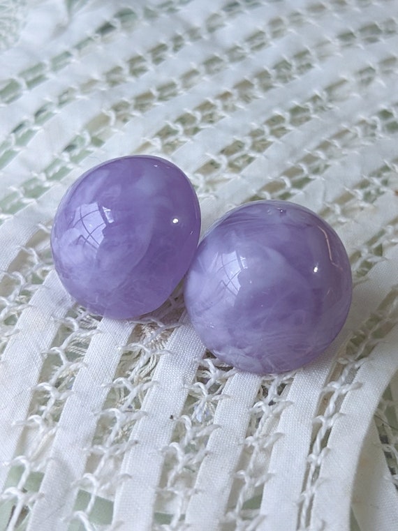 Vintage Pastel Purple Marbled Stud Earrings