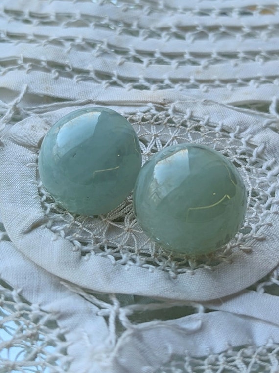 Vintage Translucent Marbled Sea Green Stud Earring