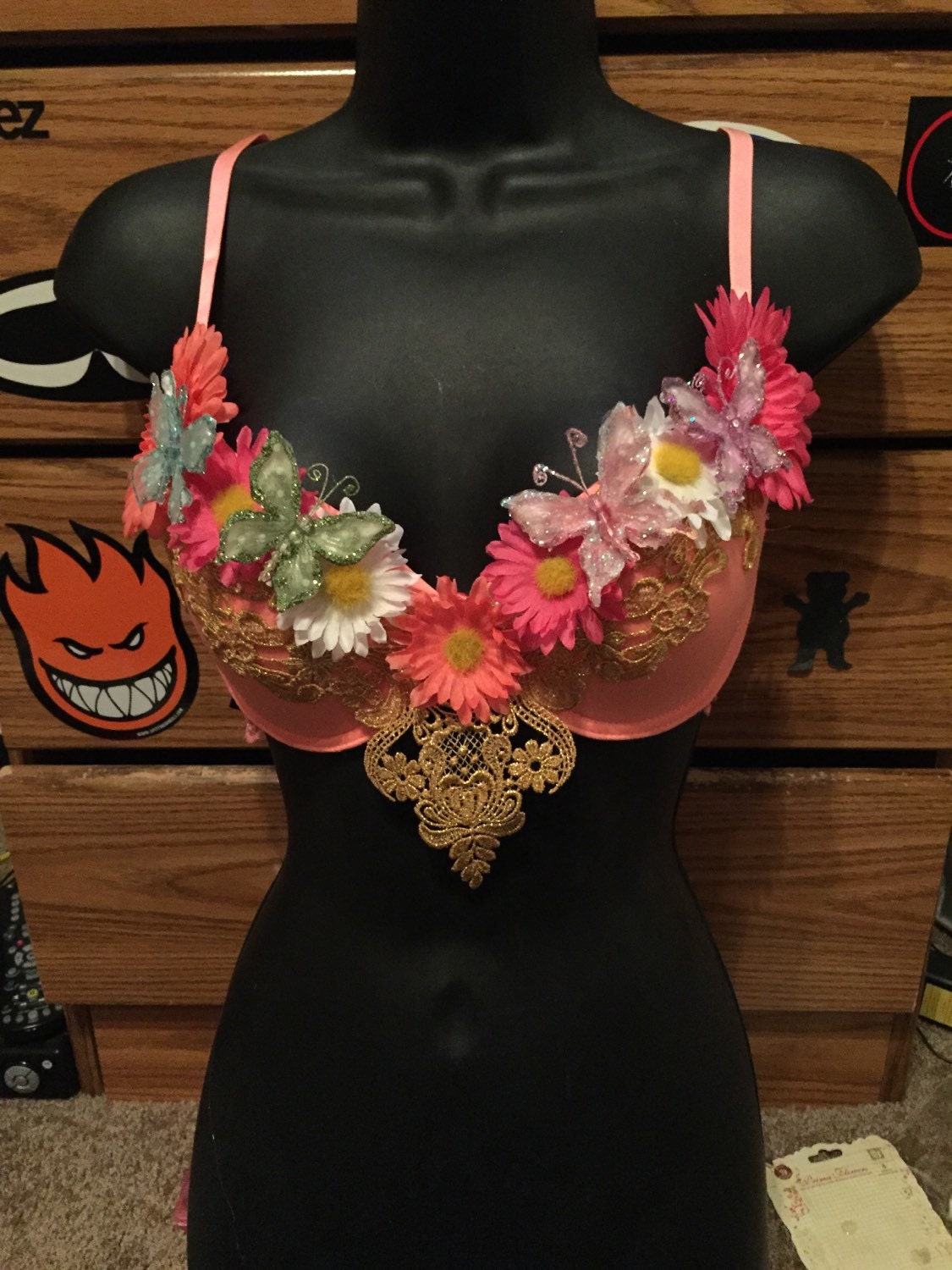 Rave Bra-daisy/rave Outfit/edc Bra/edc Outfit/halloween Costume/fairy  Costume/gogo Dancer/dancer/burlesque 