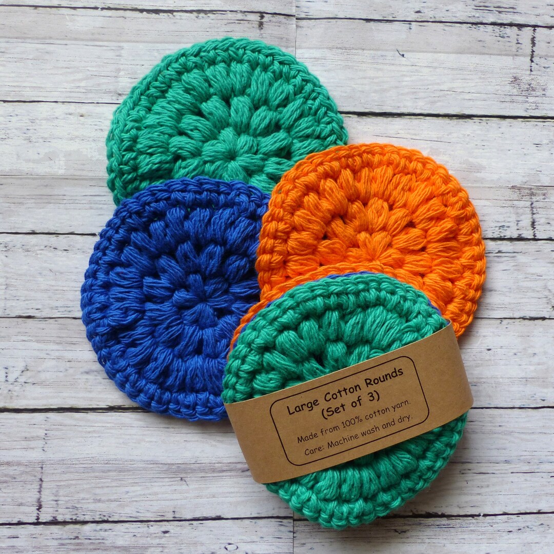 Large Reusable Cotton Rounds Set of 3 Bright Colors Etsy