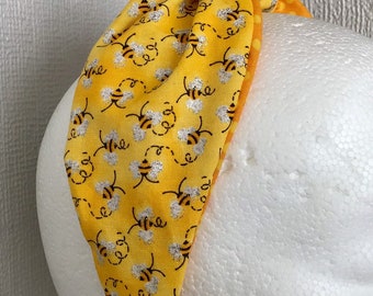 Hairband Cotton Fabric Bumble Bee Glitter Yellow Hair Band Headband Knot Twist Adult New Turban Gifts for Her Ladies Honey Bees