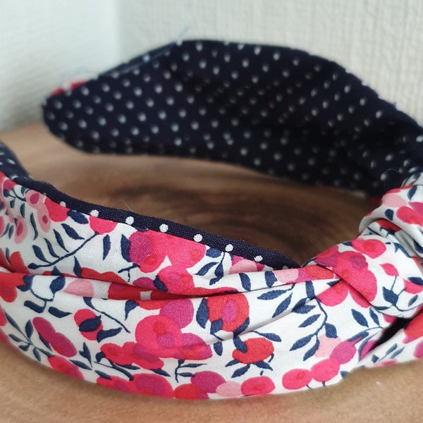 Alice Band Liberty of London Tana Lawn Wiltshire (S) Berry Navy Fabric Hair Band Headband Hairband Knot Twist Adult New Turban Gifts Her Mum