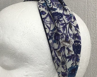 Liberty of London Tana Lawn "Rachel" Beautiful Blue Flowers Fabric Hairband Headband Alice Band Hair Knot Twist Adult Turban Gift