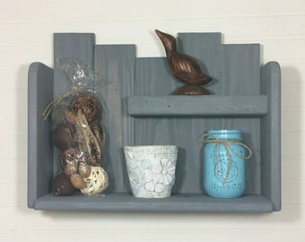 Reclaimed Wood Wall Shelf, Weathered Gray Rustic Decor