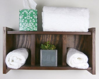 Rustic Reclaimed Wood Bathroom Shelf – Over Toilet Towel Rack