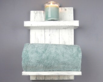 White Reclaimed Wood Nursery Shelf – 2 Tier Shabby Chic Decor