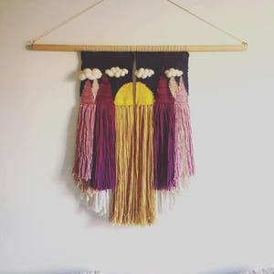 MADE TO ORDER! 30" x 30" Handwoven Diptych (2 Panels) Wall Hanging / Tapestry Weaving ("Midnight Sun") - Choose Your Yarn Colors!