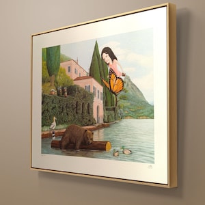 Stampa Fine Art del dipinto "L'orso e la farfalla". Edizione limitata su carta Hahnemuhle cm 55x43. Firma autentica