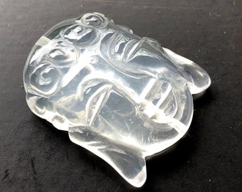 Buddha Bead - Rock Crystal Buddha Bead - Rock Crystal Focal Bead - Mala Focal Bead - Rock Crystal Guru Bead