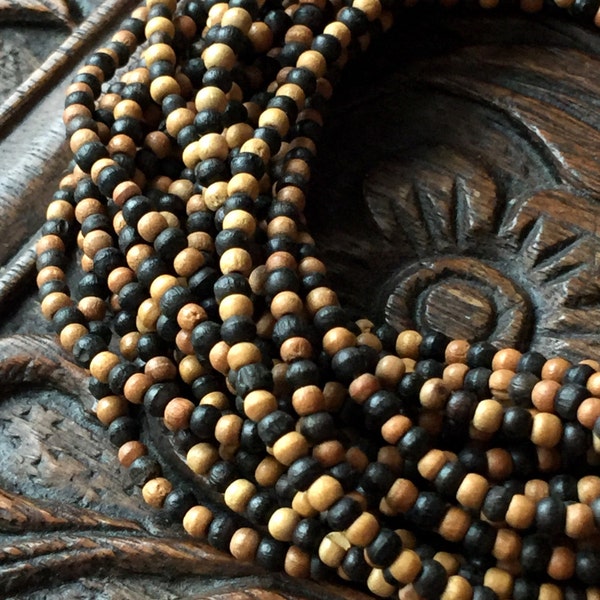 Sandalwood & Ebony Beads 3mm Wood Beads Simple Layering Necklace