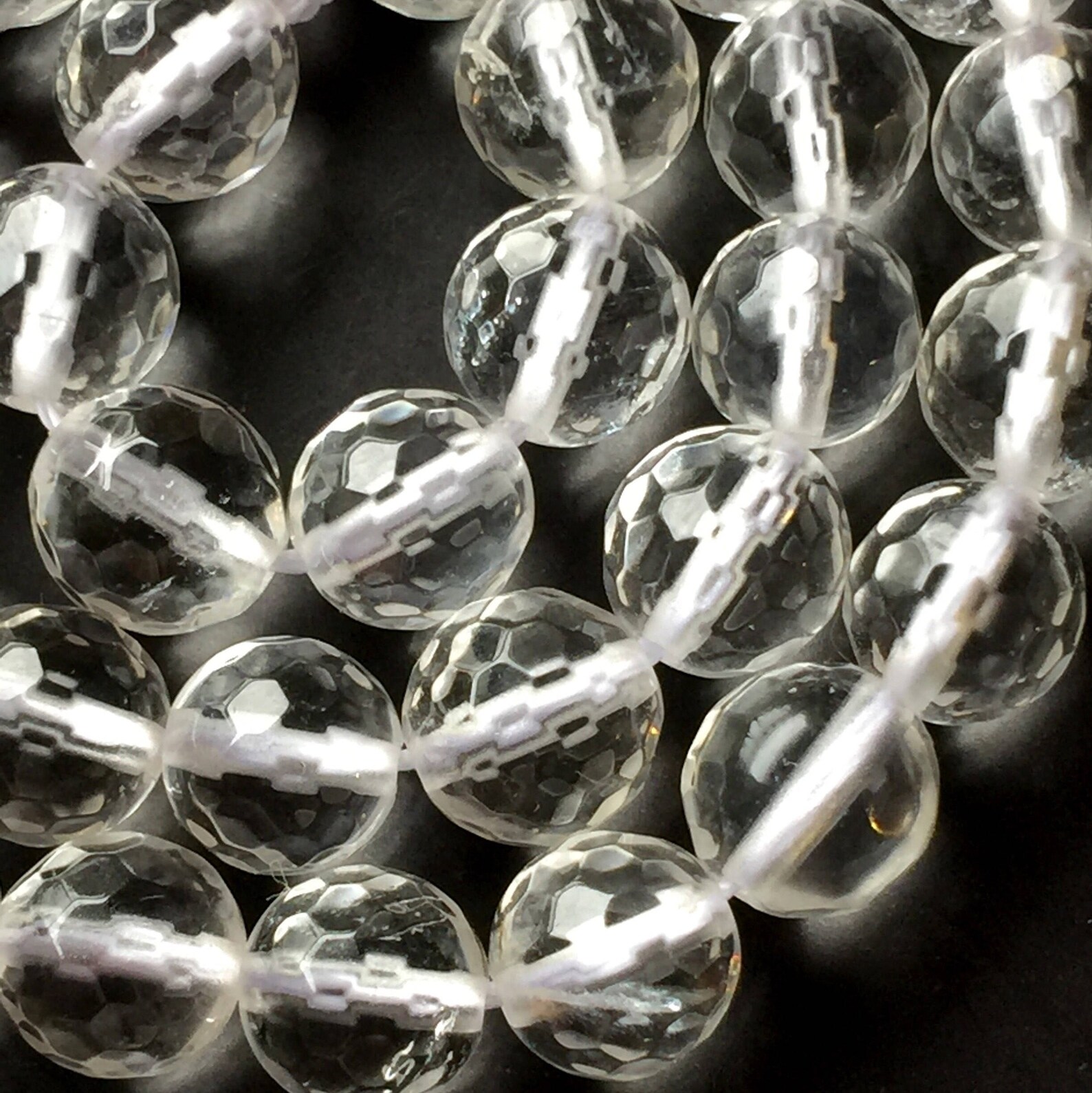 Egemmall 15.5 Inch Strand Clear Cultivated Quartz Crystal Beads – 4mm Faceted Round For Jewelry Making (#78082)