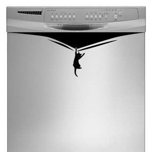 Cat Pulling Tearing Falling Design Decal Sticker Dishwasher Refrigerator Washing Machine Stove Classic Kitchen Decal Dorm Fridge Retro Oven