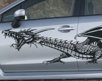 Alas alas alas detalladas garras dragón puerta de cama lateral Pickup Van vehículo afligido Grunge Camión coche vinilo etiqueta etiqueta engomada junto a la cama