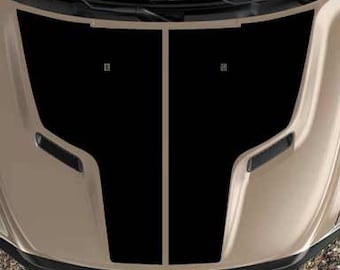 2010-18 Passar Ram 1500 2500 Rebel Solid Black Out 2-delat Sport Air Hood-fordon med grafisk vinyldekal i kolfiberfinish