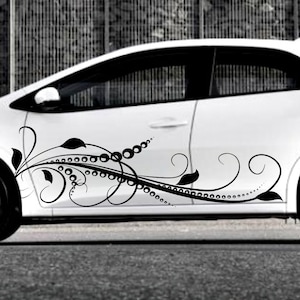 Leaves Dots Vine Curves Swirl Tattoo Grunge Design Tribal Door Bed Side Pickup Vehicle Truck Vinyl Graphic Decal Sticker