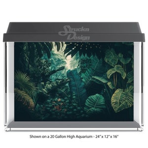 Cyan Cool Green Forest Leaves Plant Water 10mil Polyester Fish Tank Glass Backdrop Aquarium Background Waterproof Grey Opaque Backer