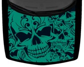 Sugar Skull Tattoo Grunge Hood Truck Wrap Vinyl Car Graphic Decal Teal Green 58 quot x 65 quot USA Made Cast Laminated Option