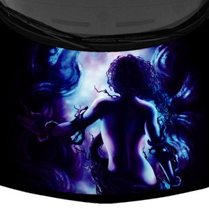 Mother Nature Woman Light Purple Blue Black Truck Car Hood Wrap Vinyl Graphic Decal Print 58inx65in US Made Cast Laminated Option