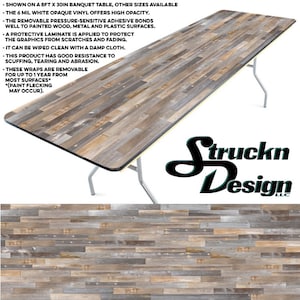 Old Natural Long Wooden Planks Looking Vinyl Laminated Decal Skin Wrap Desk Banquet Table - DIY Refresh Old Tables - Various Sizes Available