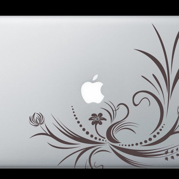 Floral Flower Design Vine Car Computer Laptop Vinyl Decal Sticker USA Skin Wrap Custom Fit Vehicle