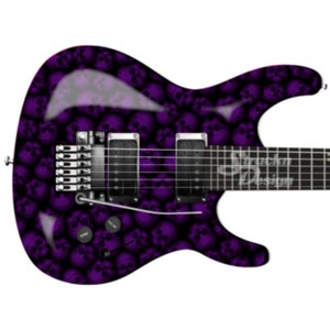 Pile Of Purple Skulls Black Guitar Bass Metal Vinyl Wrap Skin Decal Laminated Air Release Bubble Free Graphic Peel & Stick Multiple Sizes