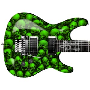 Lime Pile Of Skulls Black Guitar Bass Metal Vinyl Wrap Skin Decal Laminated Air Release Bubble Free Graphic Peel & Stick Multiple Sizes