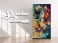 Abstract Paint Style Teal Orange Refrigerator Fridge Freezer Wrap Side by Side Top Bottom Door Vinyl Mural Skin Decal Removable