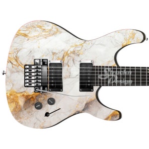 Gold Cracks White Quarts Guitar Bass Metal Vinyl Wrap Skin Decal Laminated Air Release Bubble Free Graphic Peel & Stick Multiple Sizes