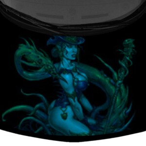Dark Cyan Fantasy Sorceress Dragon Design SUV Van Car Pickup Truck Hood Wrap Vinyl Graphic Decal 58&quot;x 65&quot; US Made Cast Laminated Option