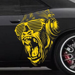INCLUDES Both Sides - Gorilla King Kong SUV Large Side Glasses Grunge Hood Door Car Bed Pickup Vehicle Truck Vinyl Graphic Decal Tailgate