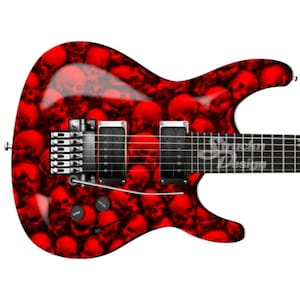 Red Pile Of Skulls Black Guitar Bass Metal Vinyl Wrap Skin Decal Laminated Air Release Bubble Free Graphic Peel & Stick Multiple Sizes