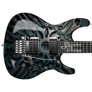 Metall Dunkelgrau Werkzeuge Viele Zahnräder Bass Metal Vinyl Gitarre Wrap Skin Aufkleber Laminat Air Release Blasenfrei Grafik Peel & Stick Multi Size