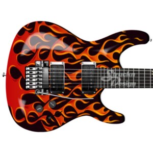 Orange Red Fire Flame Black Guitar Bass Metal Vinyl Wrap Skin Decal Laminated Air Release Bubble Free Graphic Peel & Stick Multiple Sizes