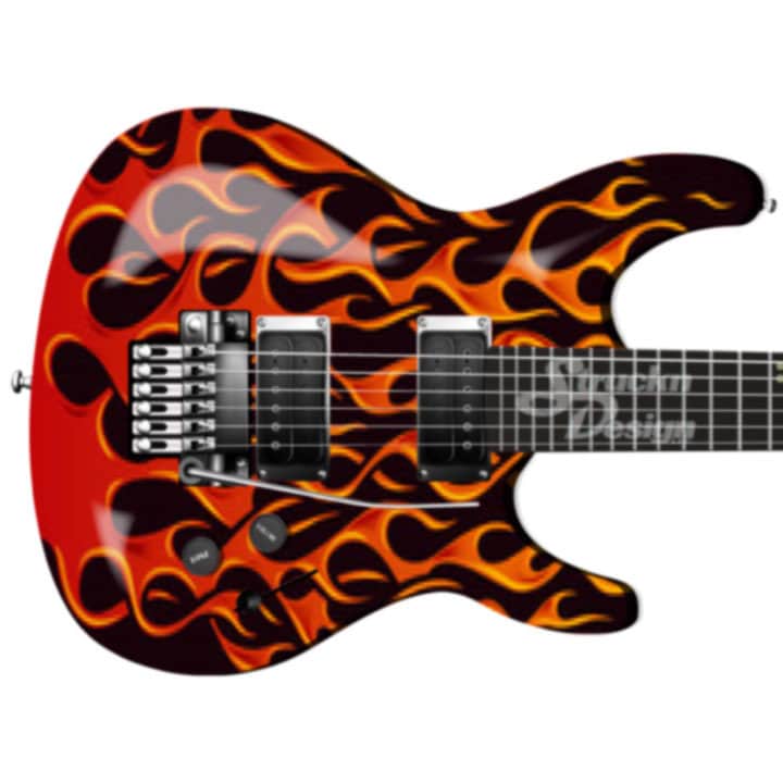 Orange Red Fire Flame Black Guitar Bass Metal Vinyl Wrap Skin Decal Laminated Air Release Bubble Free Graphic Peel & Stick Multiple Sizes