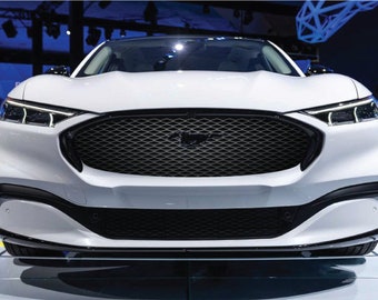 For Ford Mach-E Mustang Vehicle Wrap Cast Material UV Light Scratch Protected Laminated Graphic Faux Grille Metallic Diamond Metal Grid Mesh