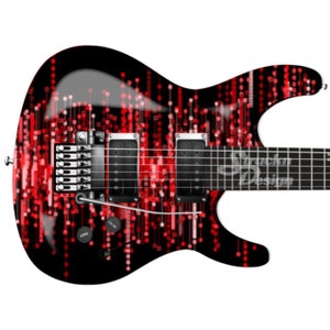 Black Bright Red Tech Block Guitar Bass Metal Vinyl Wrap Skin Decal Laminated Air Release Bubble Free Graphic Peel & Stick Multiple Sizes