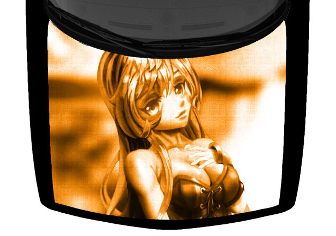 Light Orange Manga Anime Girl Design Black SUV Van Car Pickup Truck