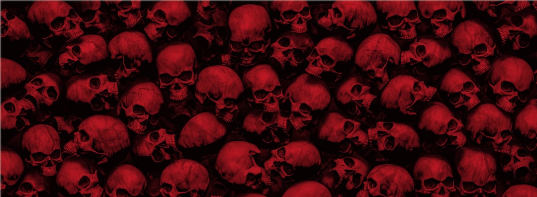 Grunge 3D Skulls Pile Abstract Dark Red Black Motorcycle ATV Golf
