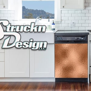 Copper Rose Gold Foil Texture Reflection Dishwasher Wrap Dishes Front Door Vinyl Mural Skin Decal Removable