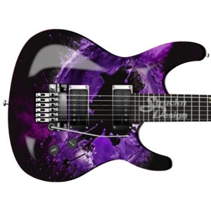 Purple Paint Circle Splatter Burst Bass Metal Vinyl Guitar Wrap Skin Decal Laminate Air Release Bubble Free Graphic Peel & Stick Multi Size