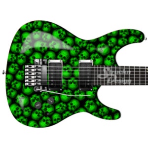 Pile Of Green Skulls Black Guitar Bass Metal Vinyl Wrap Skin Decal Laminated Air Release Bubble Free Graphic Peel & Stick Multiple Sizes