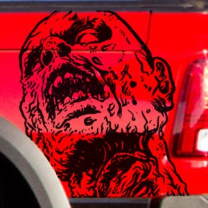 Side Zombie Scary Dead Tattoo Grunge Hood Door Car Bed Pickup Vehicle Truck Vinyl Graphic Decal Tailgate