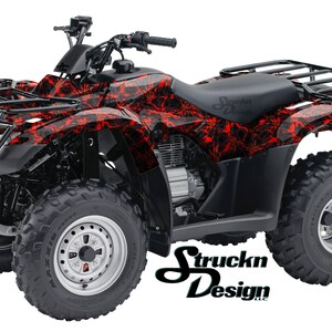 Bright Red Gray Paint Splatter Camo 4ft x 10ft Decal Vinyl Graphic Pattern Wrap Kit ATV UTV Golf Cart Motorcycle Scooter Bike Cast Laminate
