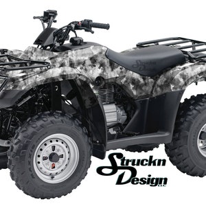 水彩グレースケール迷彩グランジ 4 フィート x 10 フィート デカール ビニール グラフィック パターン ラップ キット ATV UTV ゴルフ カート オートバイ スクーター バイク キャスト ラミネート